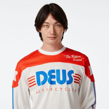  Deus Ex Machina Fantasma Moto Jersey Erkek Beyaz T-Shirt