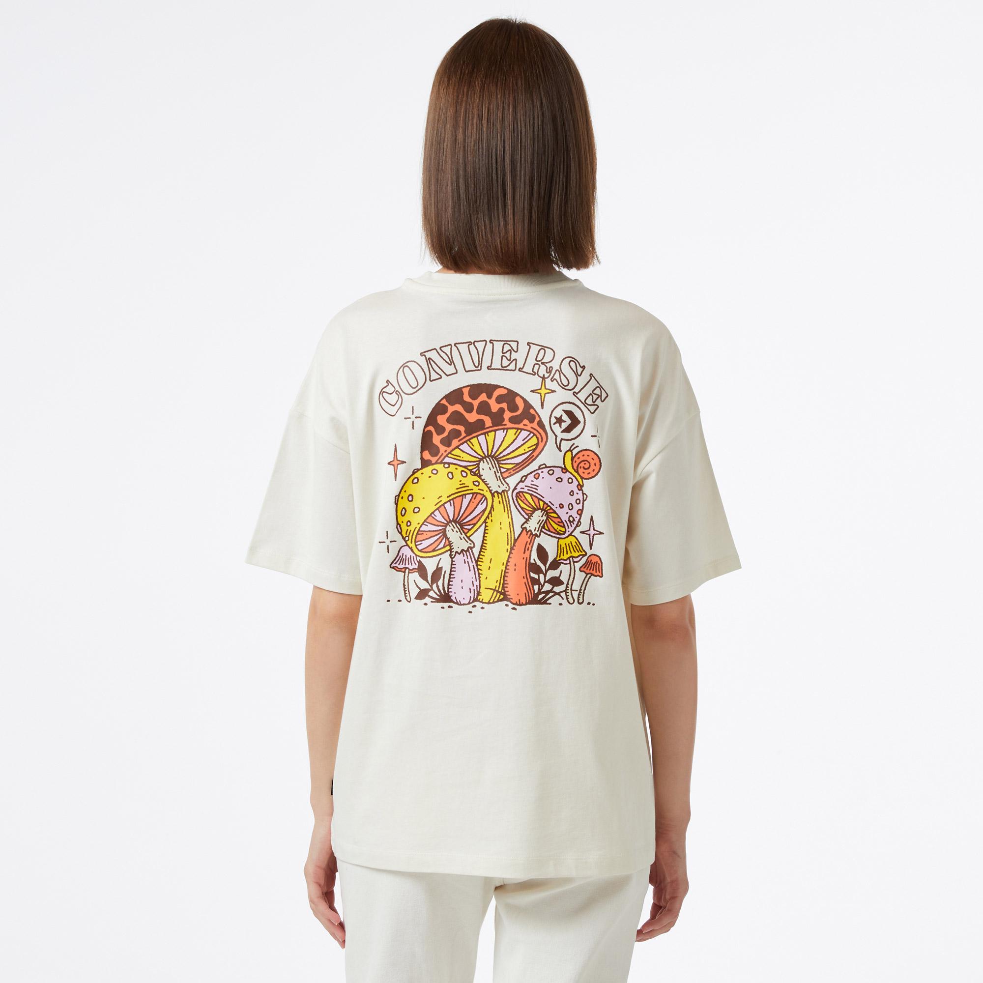 Converse Mushroom Graphic Oversized Fit Kadın Krem T-Shirt