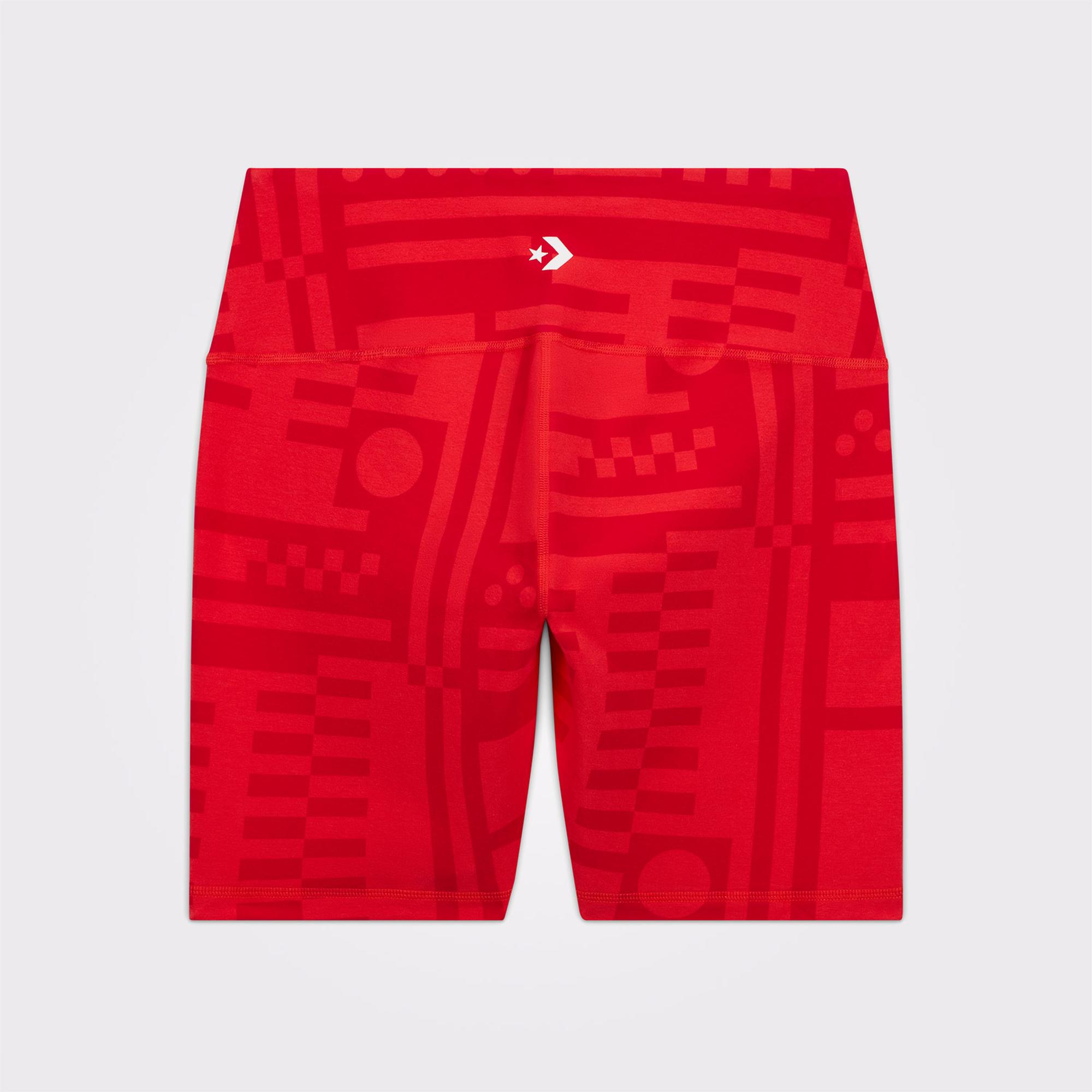 Converse x LFC Desenli Kadın Kırmızı Bisiklet Tayt