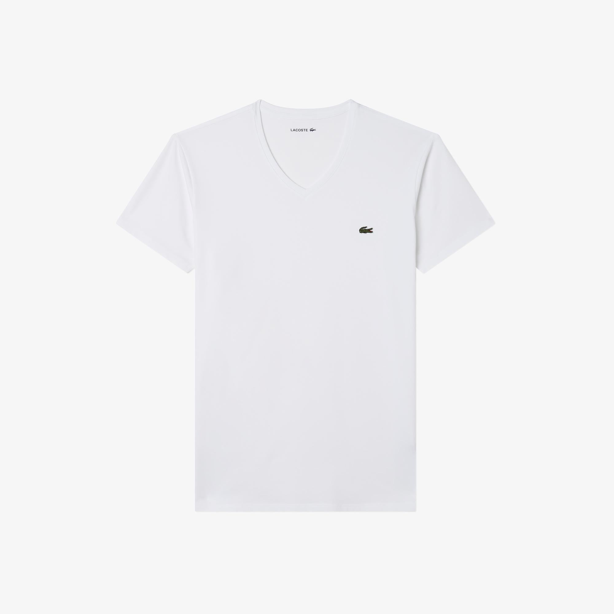 Lacoste Erkek Slim Fit V Yaka Beyaz T-Shirt