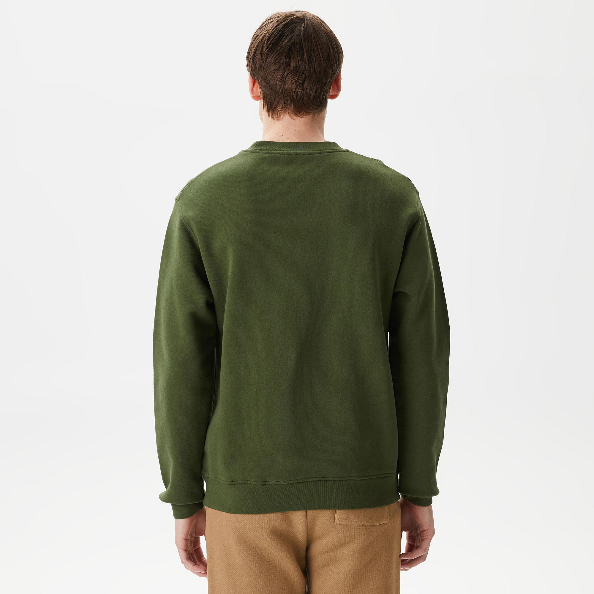 ERKEK BASKILI BİSİKLET YAKA YEŞİL SWEATSHIRT