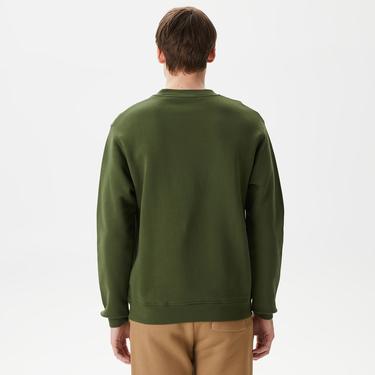  ERKEK BASKILI BİSİKLET YAKA YEŞİL SWEATSHIRT