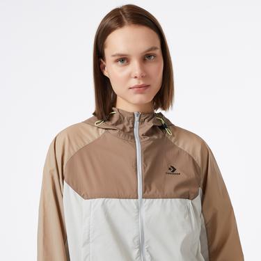  Converse Kadın Renk Bloklu Kahverengi Rüzgarlık