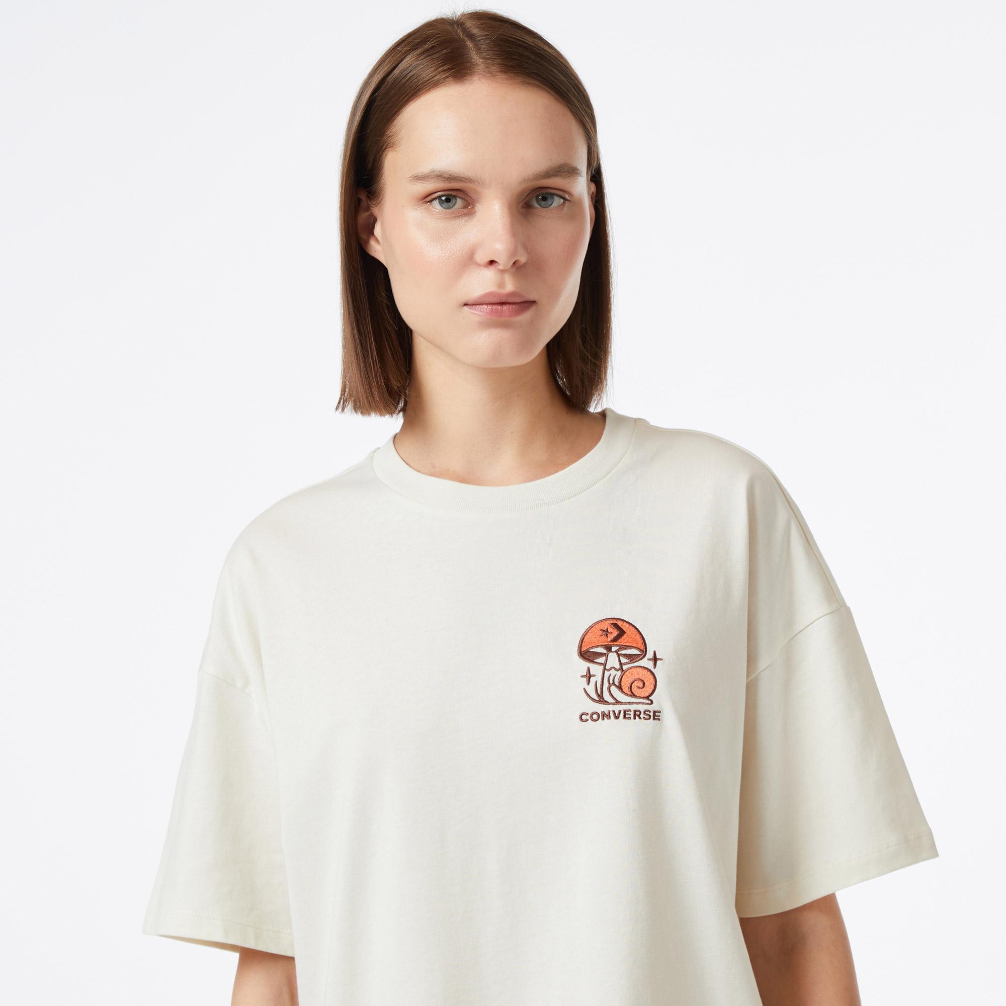 Converse Mushroom Graphic Oversized Fit Kadın Krem T-Shirt
