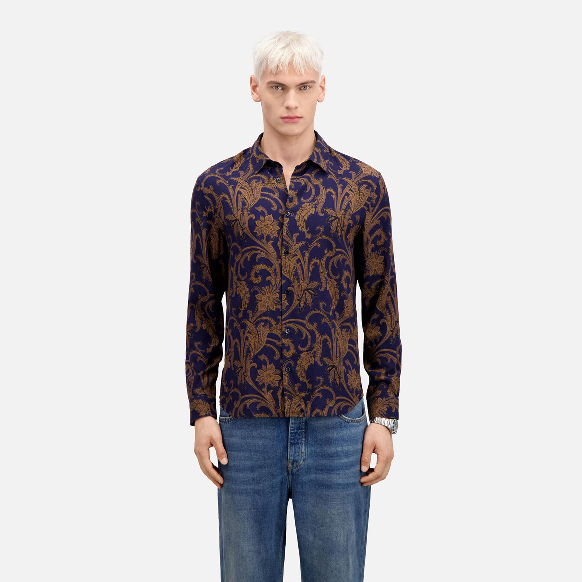 The Kooples Erkek Desenli Lacivert Gömlek