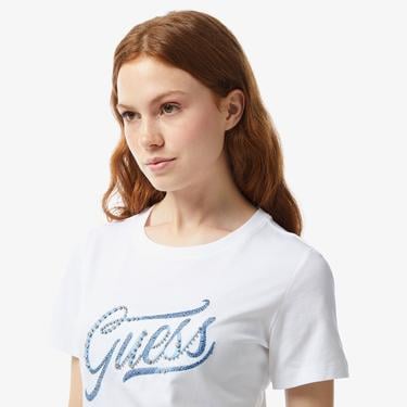  Guess Kadın Beyaz T-Shirt