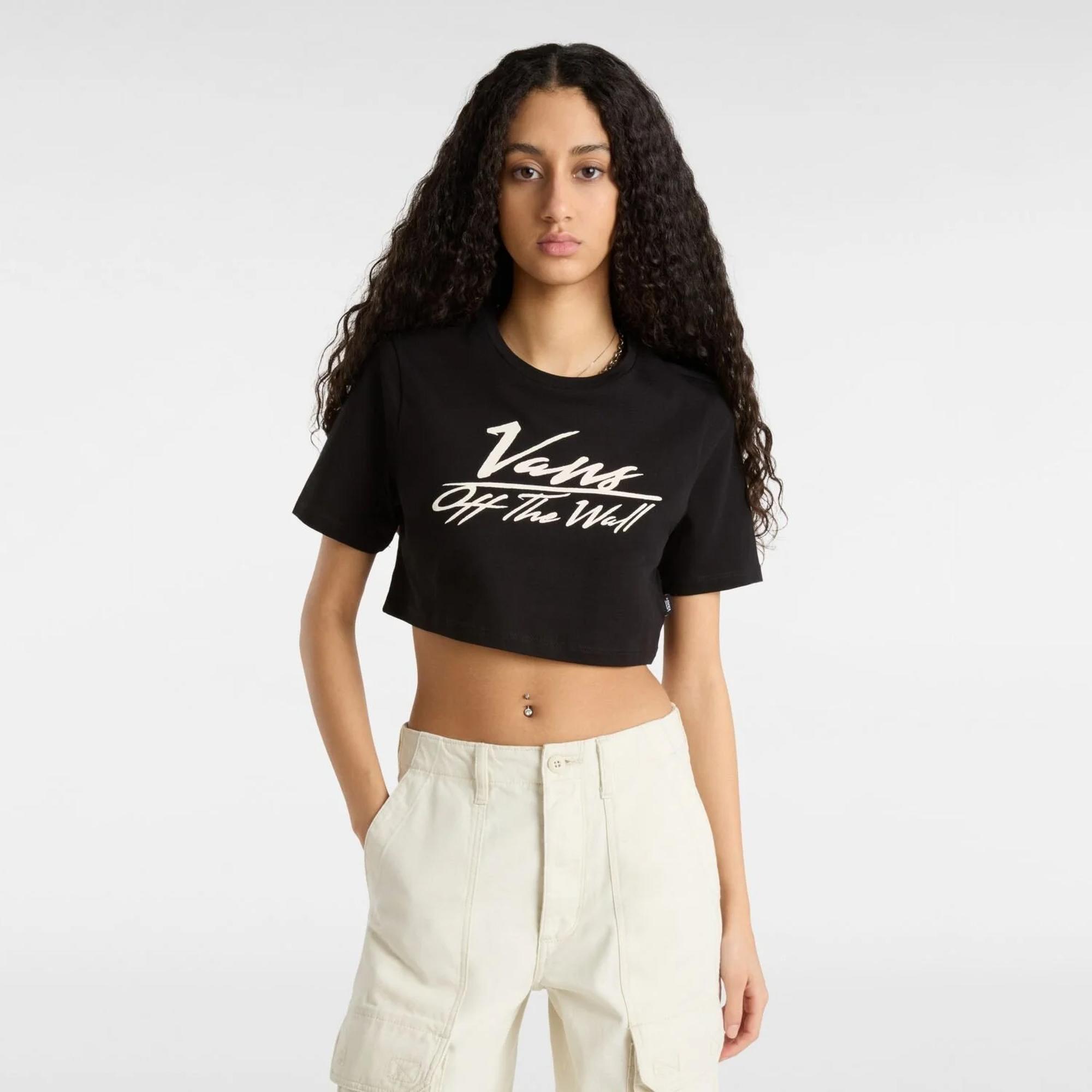 Vans Go Anyplace - Crew Cut Kadın Siyah Crop T-Shirt