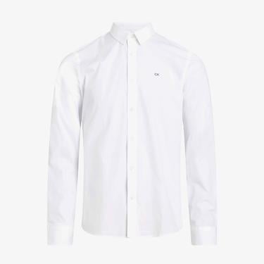  Calvin Klein Stretch Poplin Slim Erkek Beyaz Gömlek