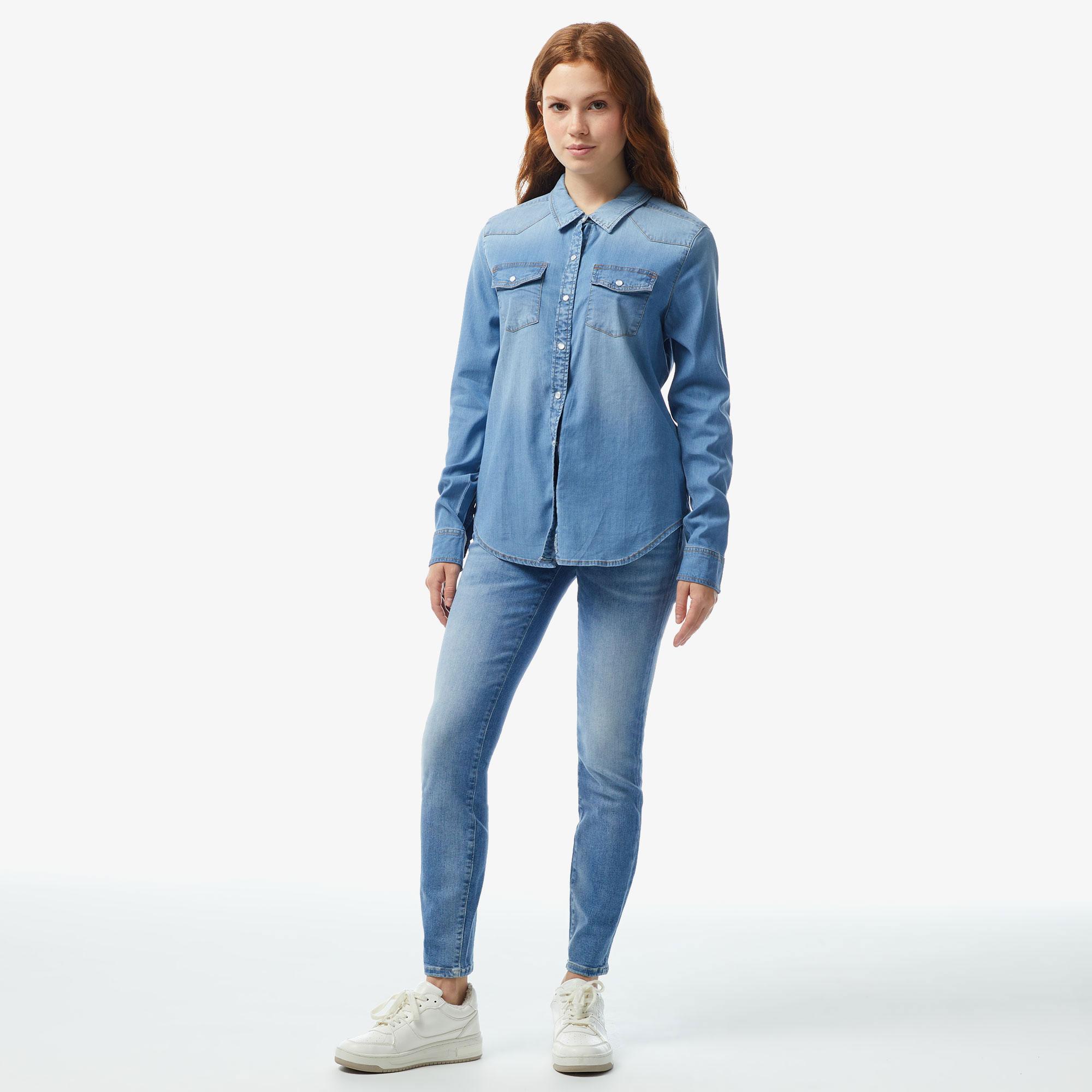 Guess Kadın Mavi Gömlek