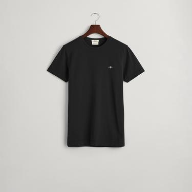  GANT Erkek Siyah Slim Fit Bisiklet Yaka T-Shirt