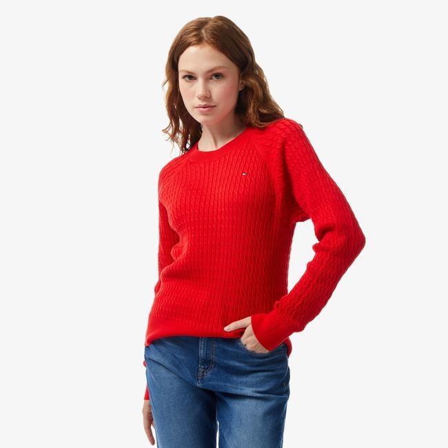  Tommy Hilfiger Kadın Kırmızı Triko