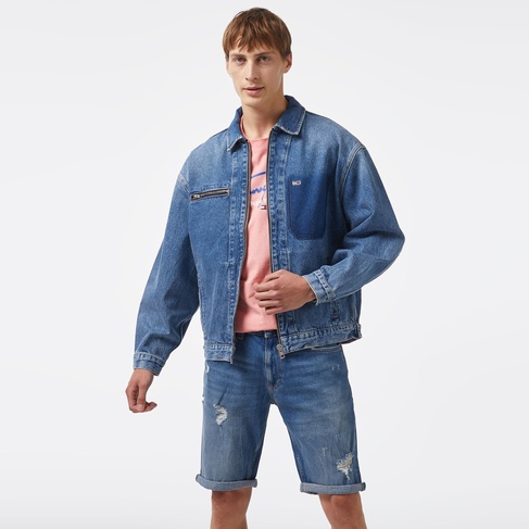  Tommy Hilfiger Erkek Mavi Kot Ceket