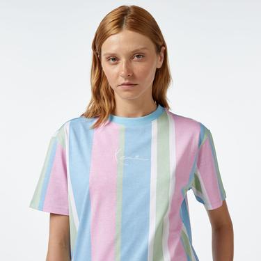  Karl Kani KK Small Sign. Os Stripe Kadın Renkli T-Shirt