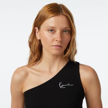  Karl Kani Chest Sign. Essen. Asymmetric Rib Kadın Siyah T-Shirt