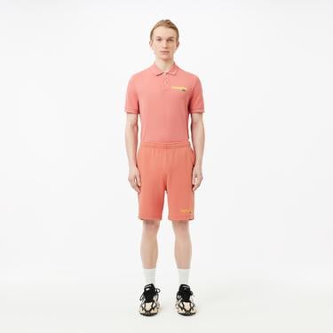  Erkek Regular Fit Baskılı Pembe Şort