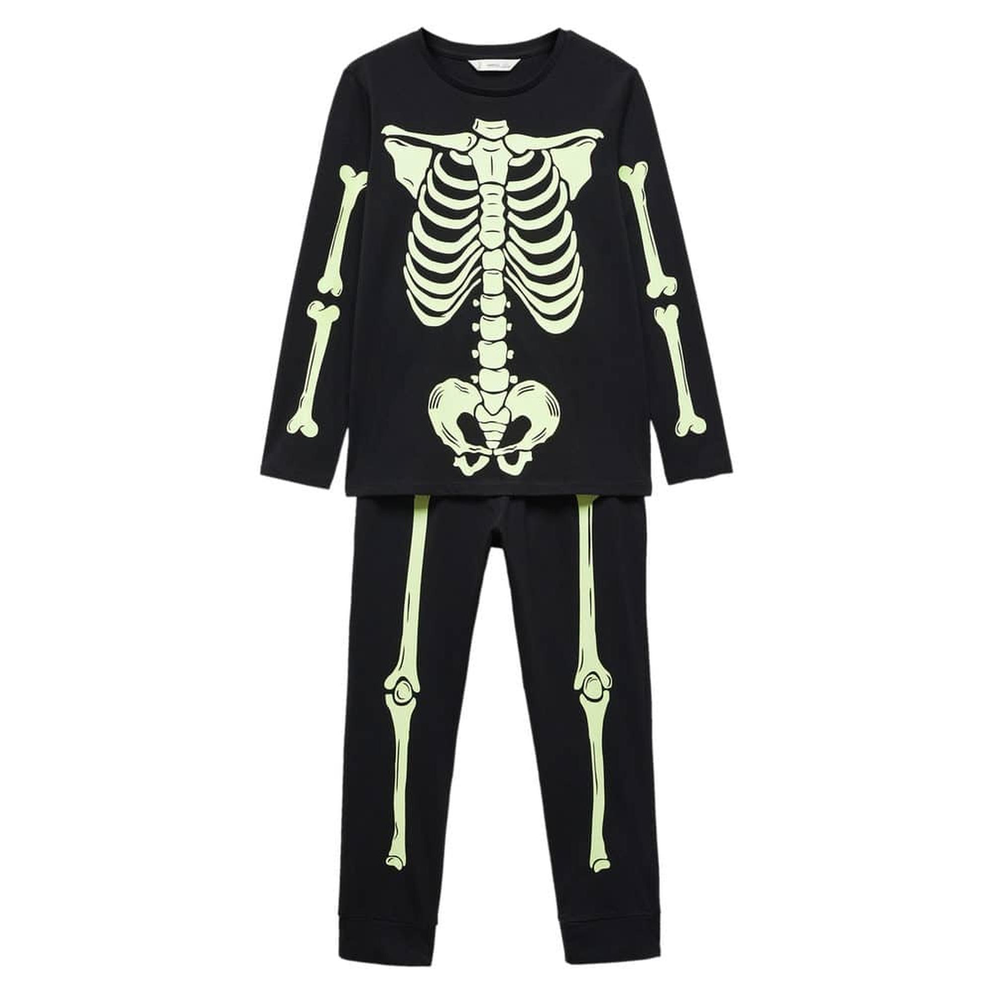 Mango Çocuk Karanlıkta Parlayan Iskelet Pijama Siyah