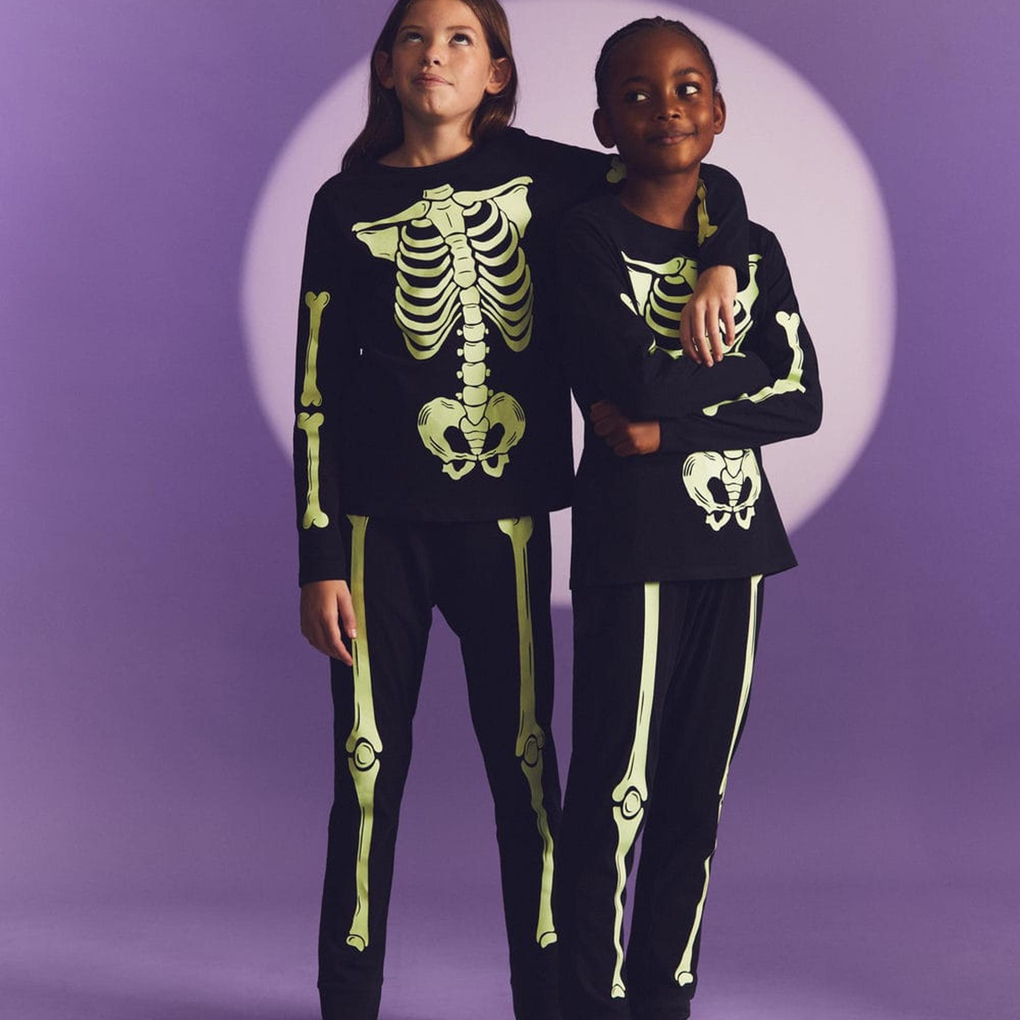 Mango Çocuk Karanlıkta Parlayan Iskelet Pijama Siyah