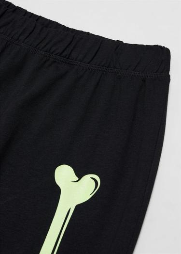  Mango Çocuk Karanlıkta Parlayan Iskelet Pijama Siyah