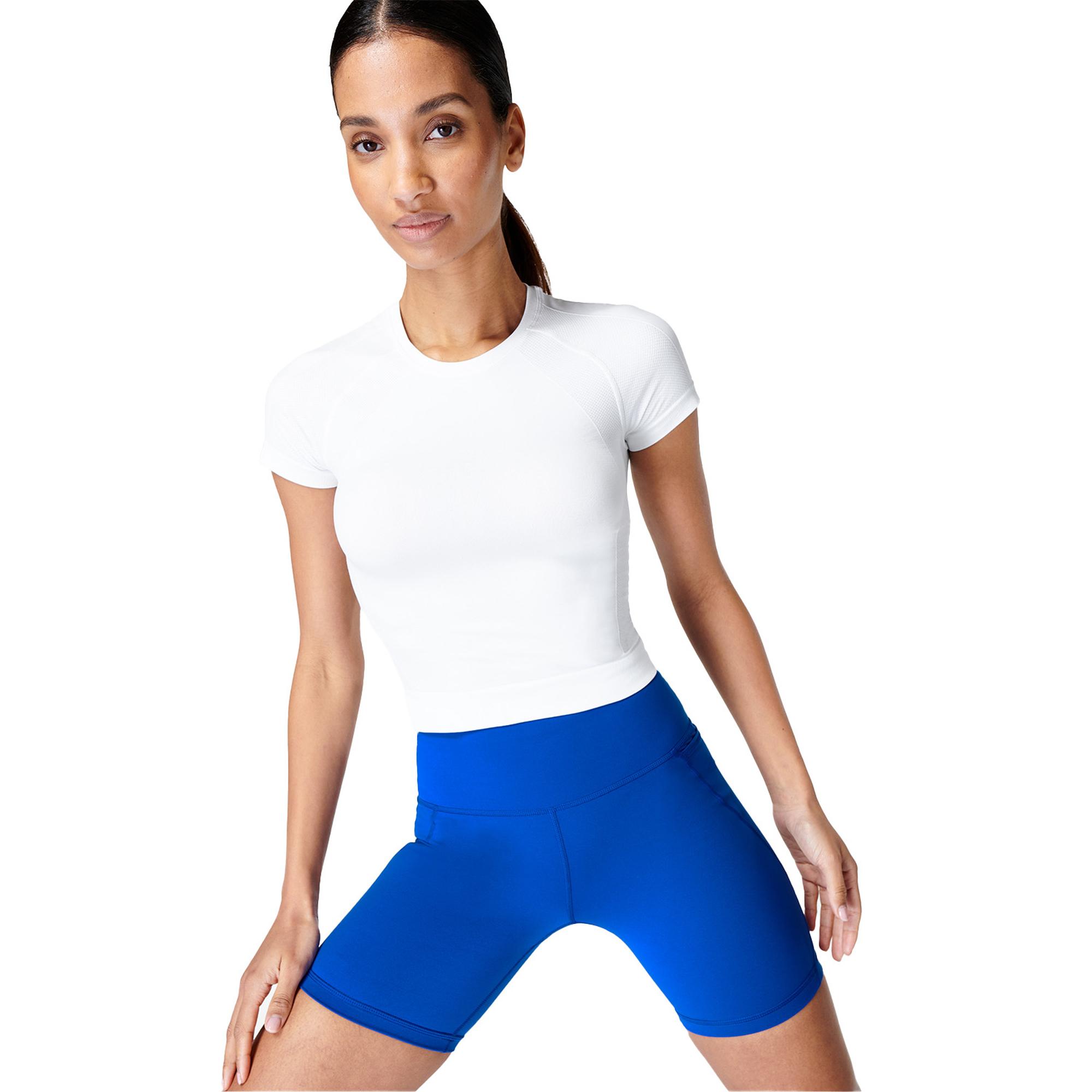 Sweaty Betty Athlete Crop Seamless Workout Kadın Beyaz Koşu Tank Top