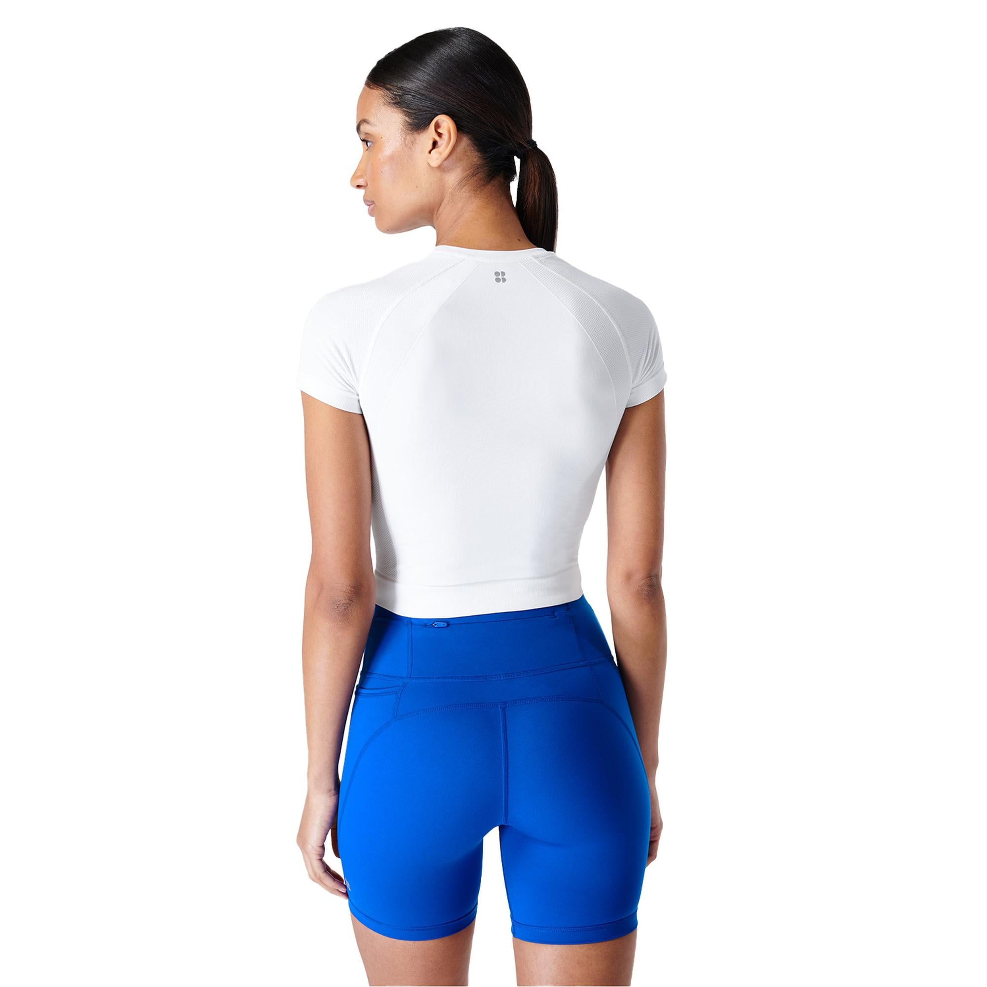 Sweaty Betty Athlete Crop Seamless Workout Kadın Beyaz Koşu Tank Top
