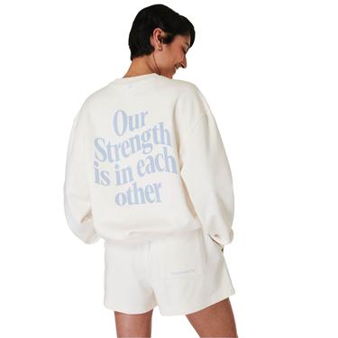  Sweaty Betty Our Strength Is In Each Other Kadın Beyaz Sweatshirt