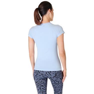  Sweaty Betty Athlete Seamless Workout T-shi Kadın Mavi Fitness Tişört