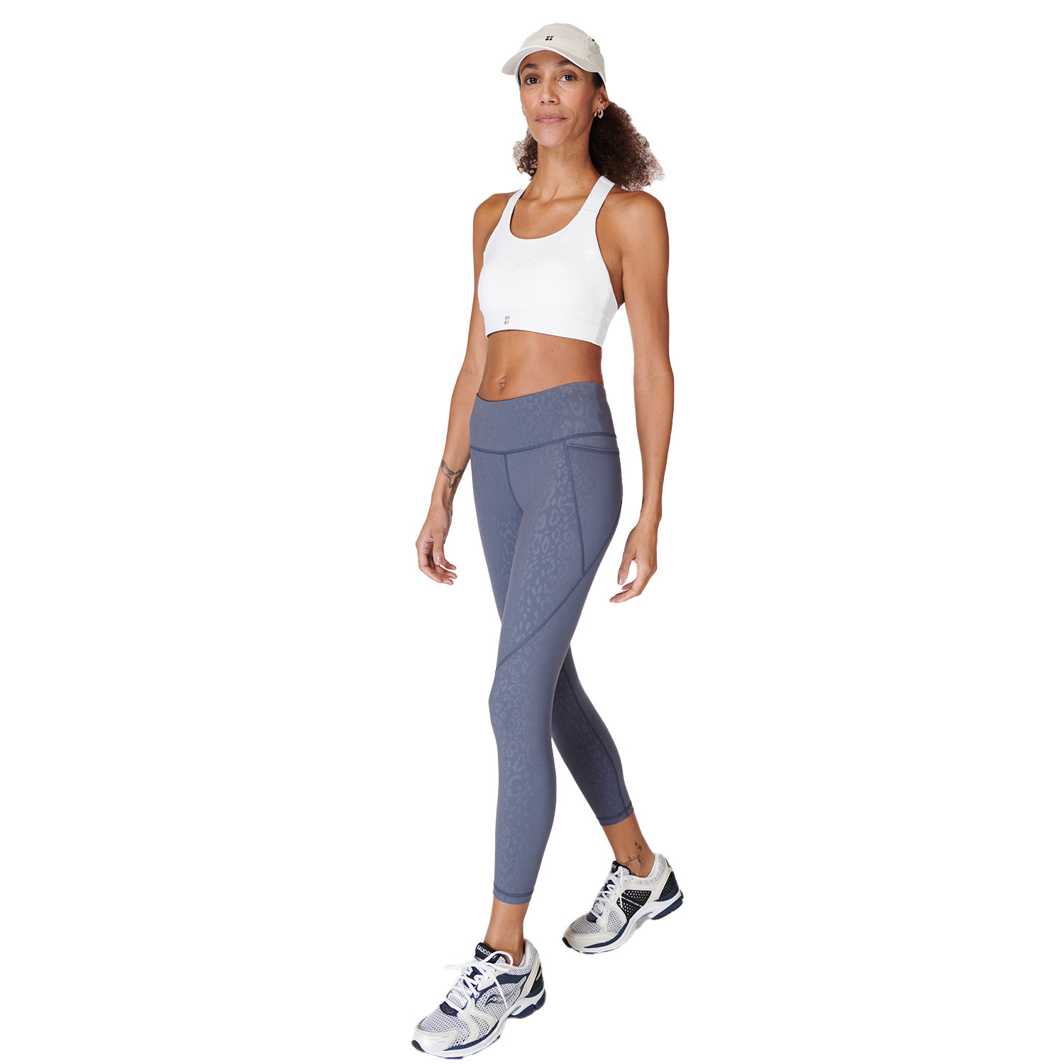  Sweaty Betty Power 7/8 Emboss Workout Legging Kadın Mavi Fitness Tayt