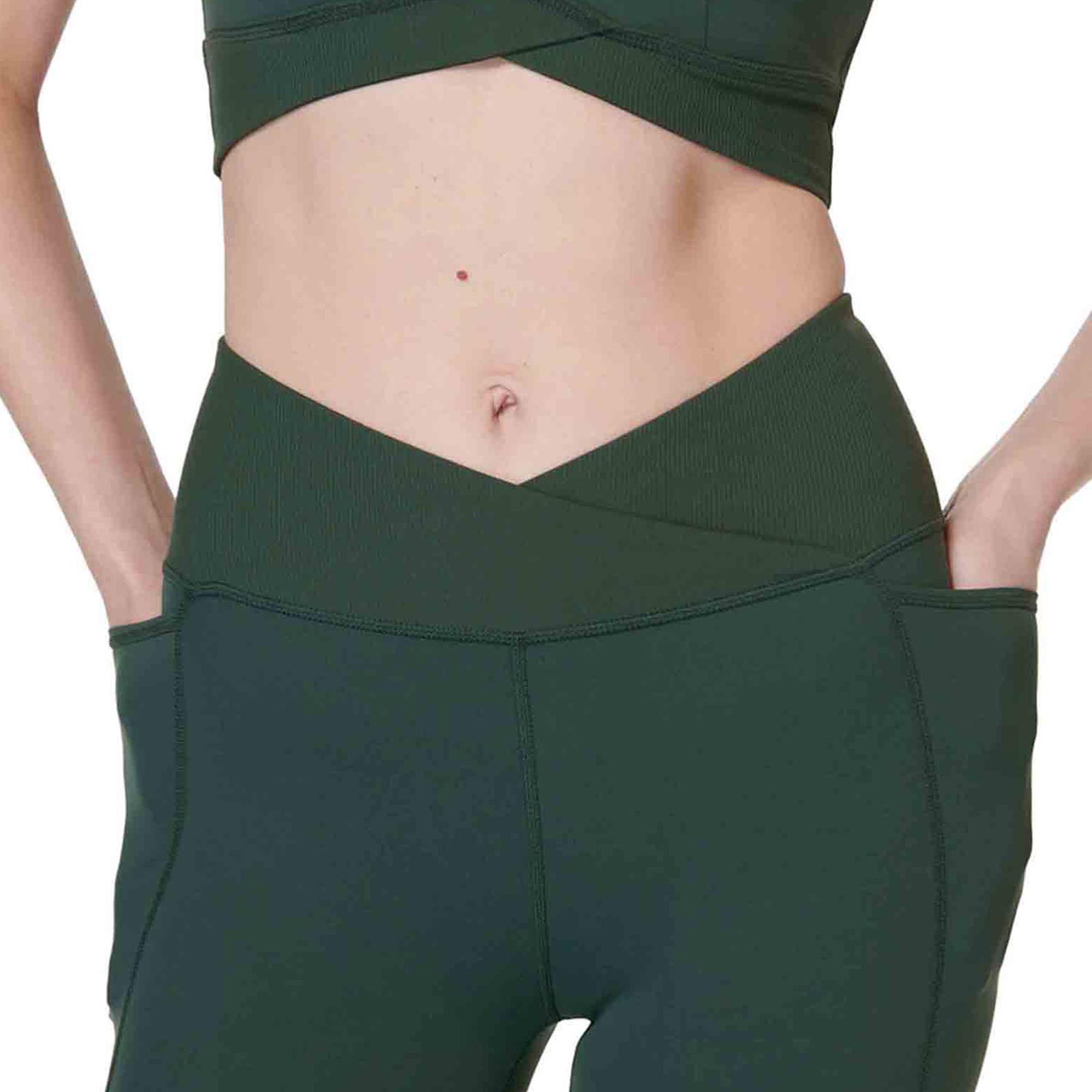 Sweaty Betty Summer Super Soft 7/8 Wrap Leg Kadın Yeşil Yoga Tayt