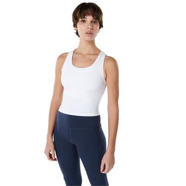  Sweaty Betty Athlete Crop Seamless Workout Kadın Beyaz Koşu Tank Top
