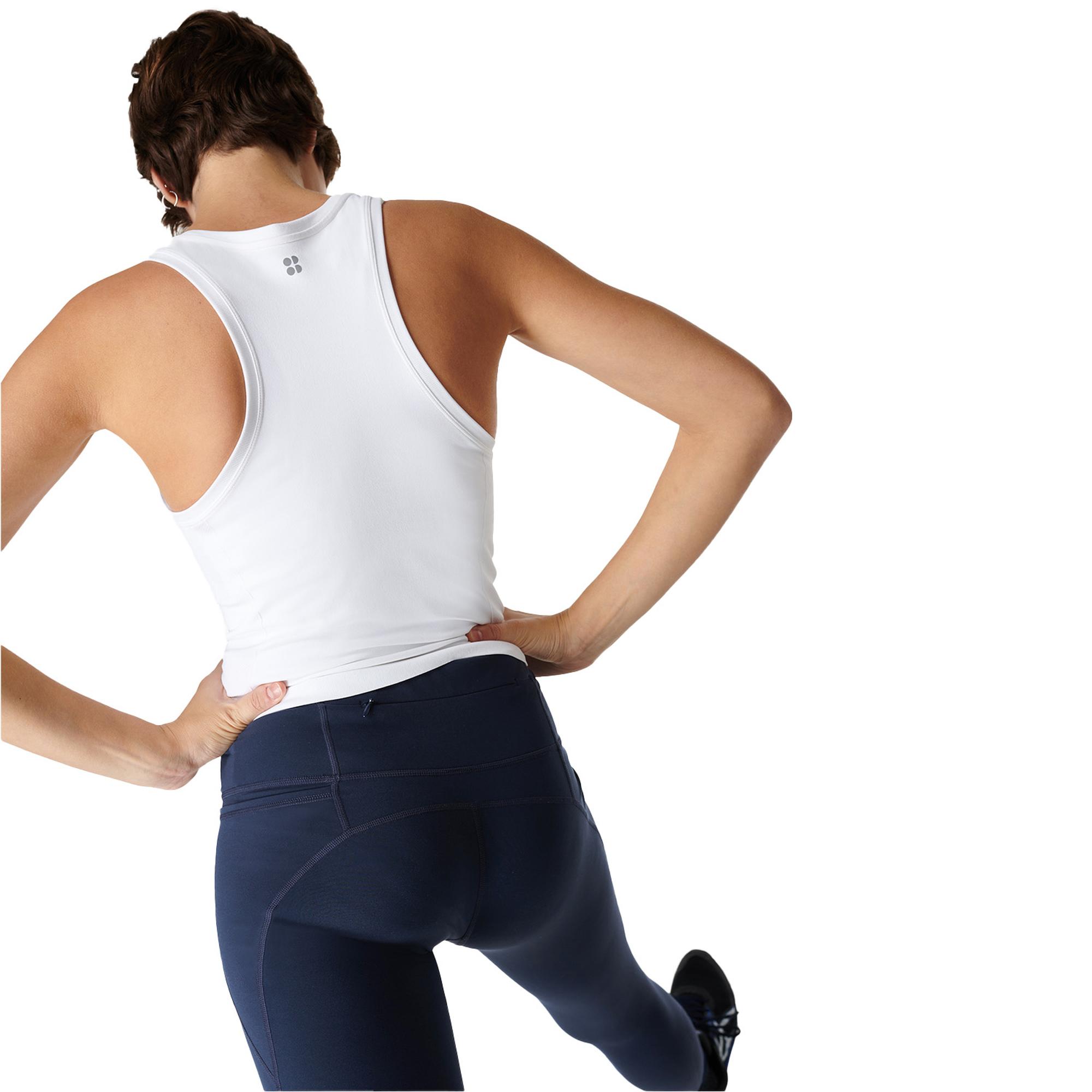 Sweaty Betty Athlete Crop Seamless Workout Kadın Beyaz Koşu Tank Top