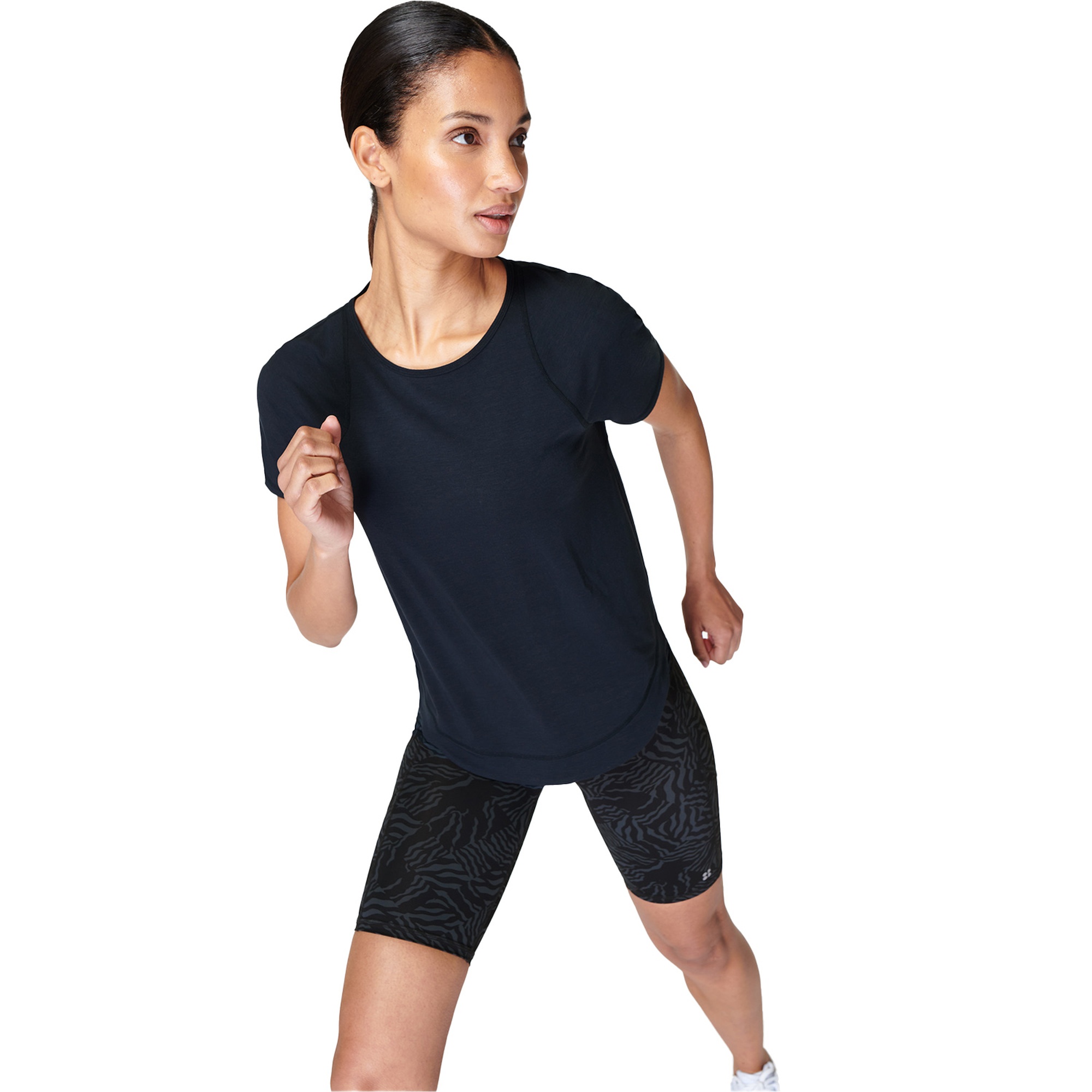 Sweaty Betty Breathe Easy Short Sleeve Top Kadın Siyah Koşu Tişört