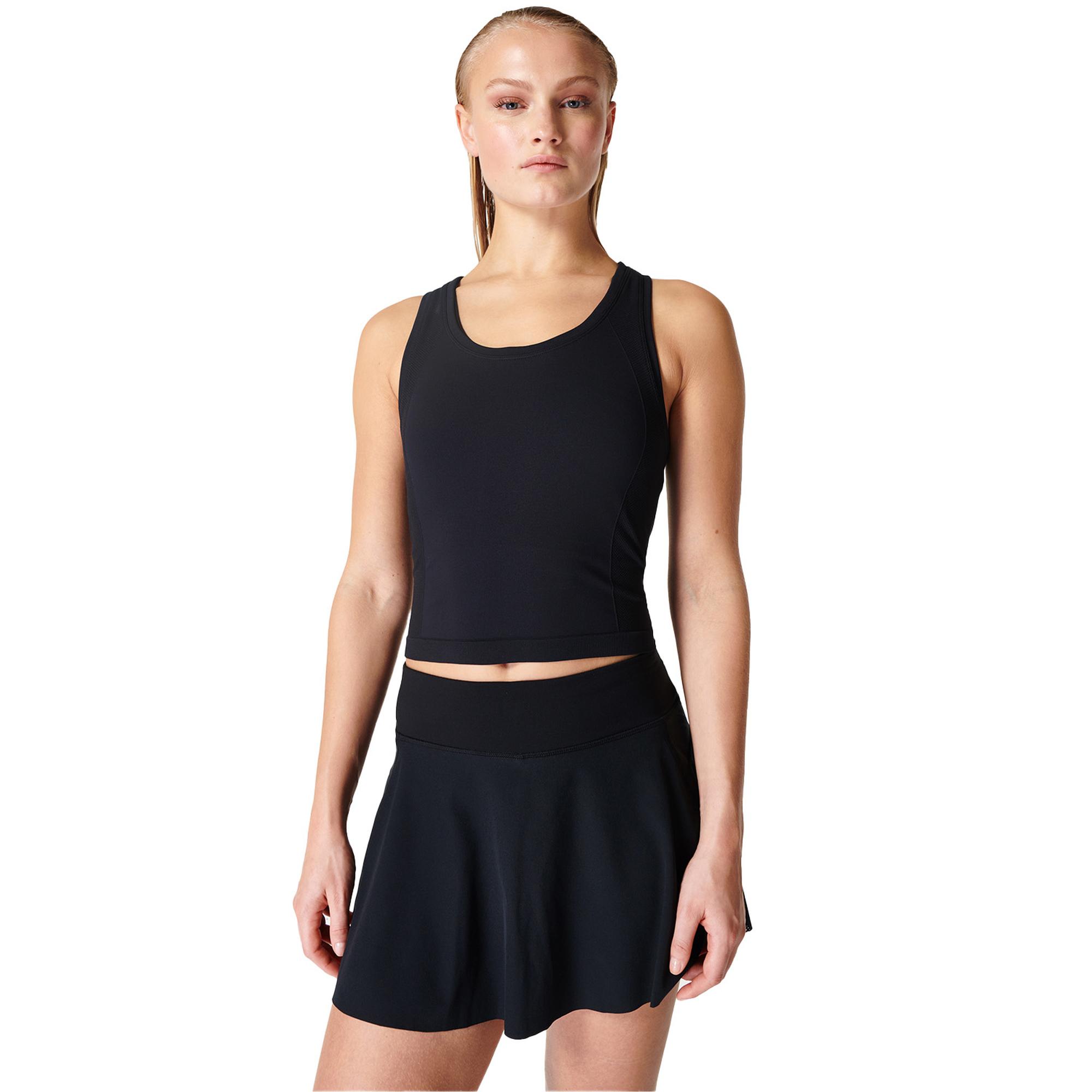 Sweaty Betty Athlete Crop Seamless Workout Kadın Siyah Koşu Tank Top