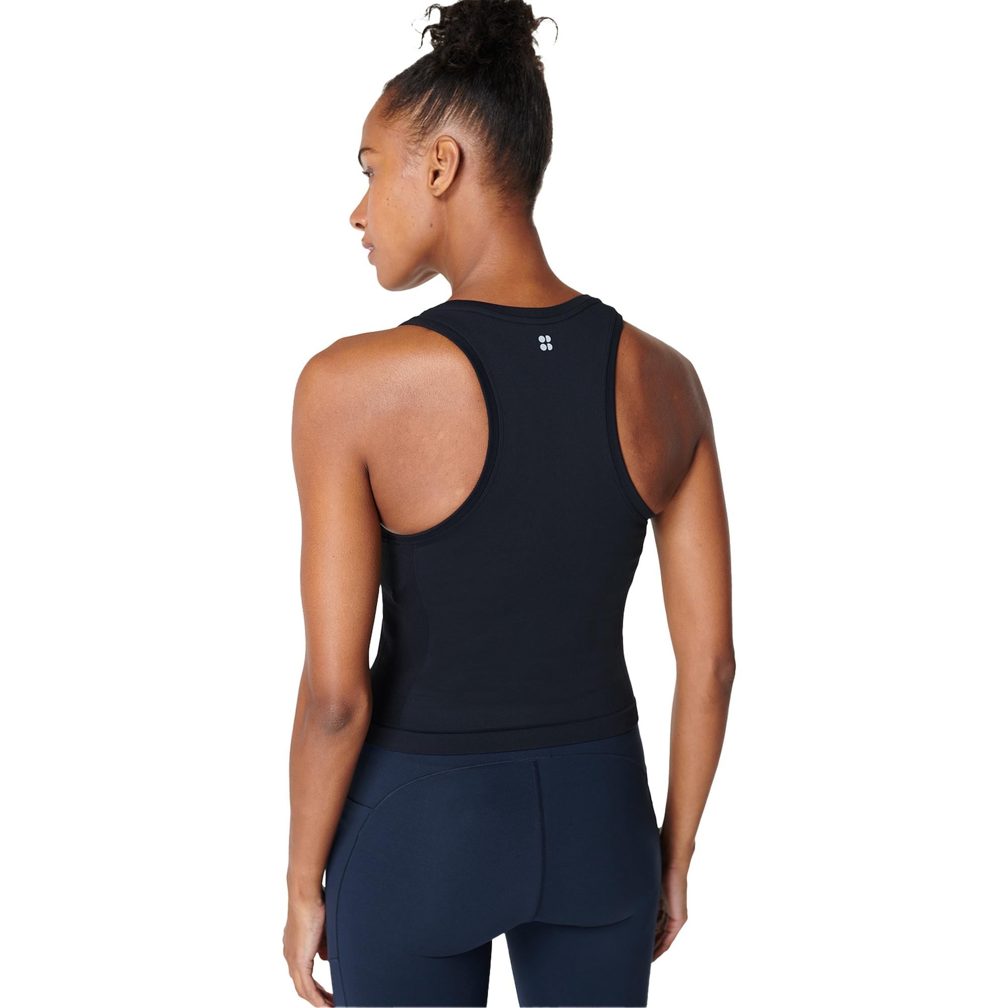 Sweaty Betty Athlete Crop Seamless Workout Kadın Siyah Koşu Tank Top