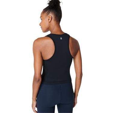  Sweaty Betty Athlete Crop Seamless Workout Kadın Siyah Koşu Tank Top