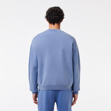  Erkek Loose Fit Bisiklet Yaka Mavi Sweatshirt