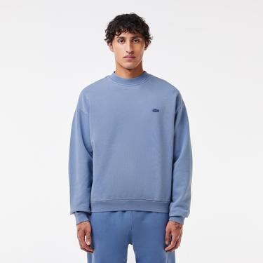 Erkek Loose Fit Bisiklet Yaka Mavi Sweatshirt