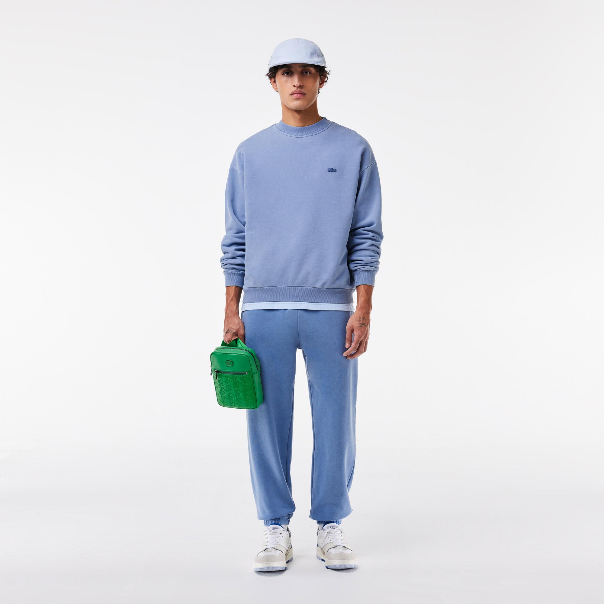 Erkek Loose Fit Bisiklet Yaka Mavi Sweatshirt