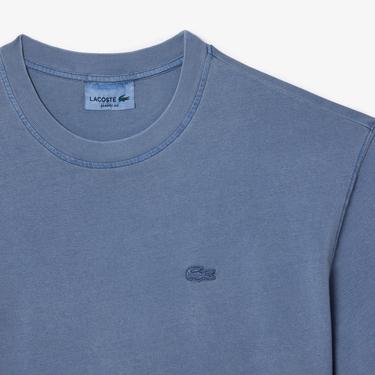  Unisex Classic Fit Bisiklet Yaka Mavi T-Shirt