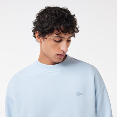  Erkek Loose Fit Bisiklet Yaka Açık Mavi Sweatshirt