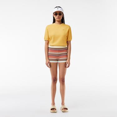  Kadın Regular Fit Bisiklet Yaka Sarı T-Shirt