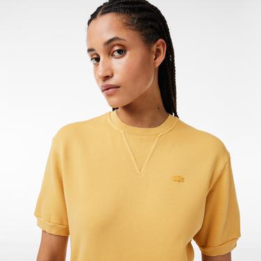  Kadın Regular Fit Bisiklet Yaka Sarı T-Shirt