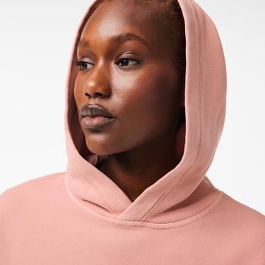  Kadın Oversize Fit Kapüşonlu Pembe Sweatshirt