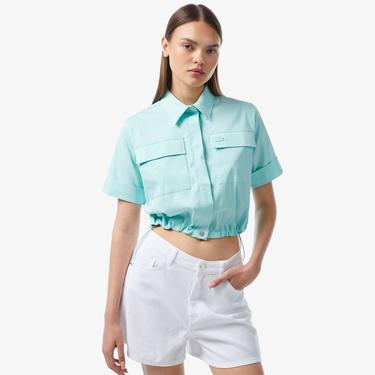  Kadın Kısa Kollu Mavi Gömlek