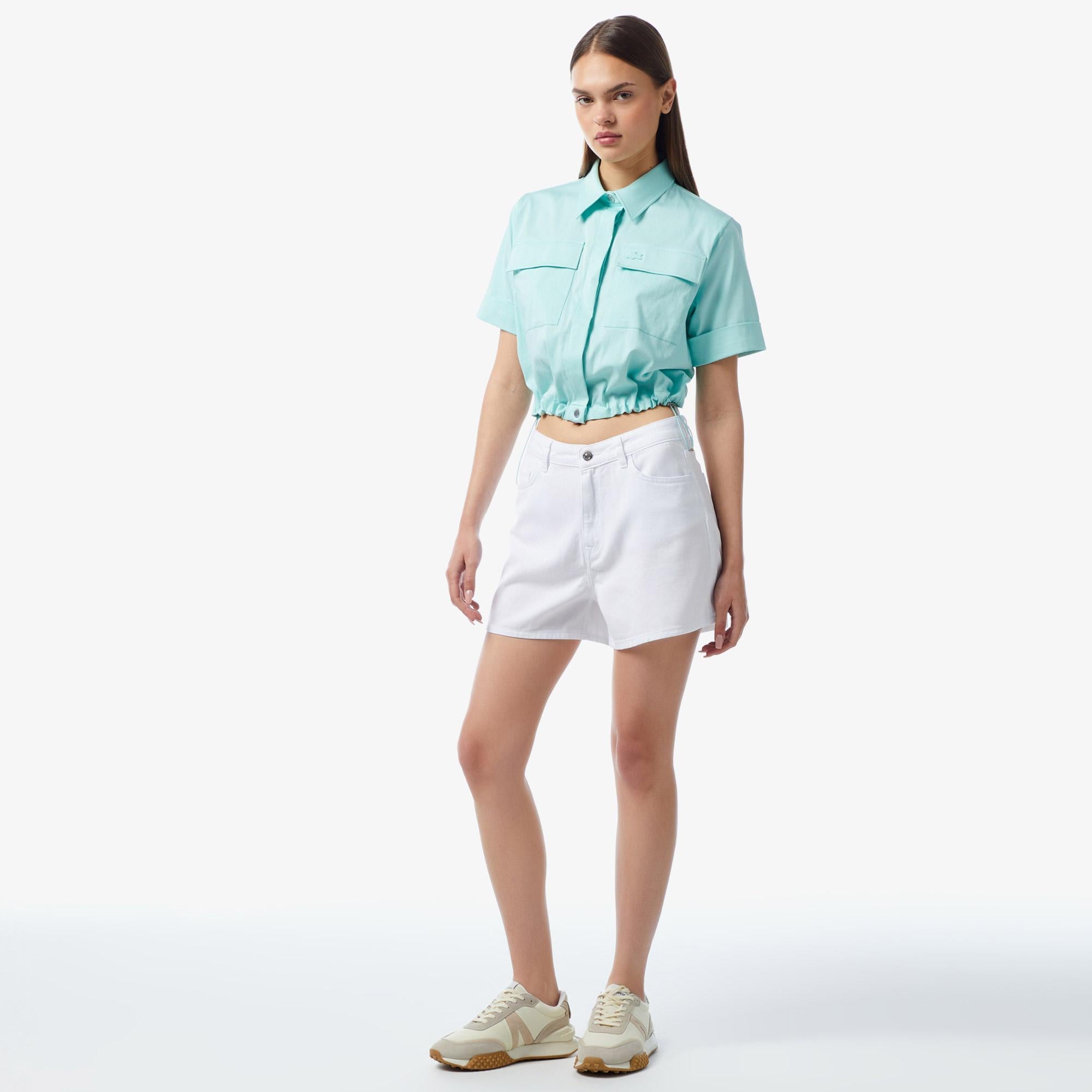 Kadın Kısa Kollu Mavi Gömlek