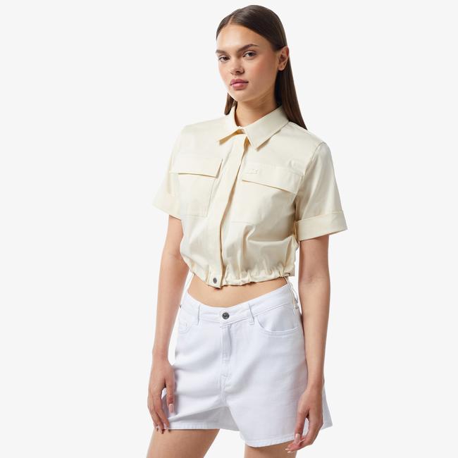  Kadın Kısa Kollu Bej Gömlek