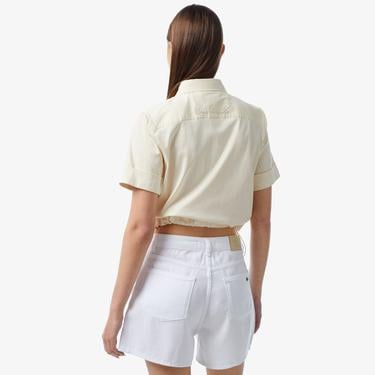  Kadın Kısa Kollu Bej Gömlek