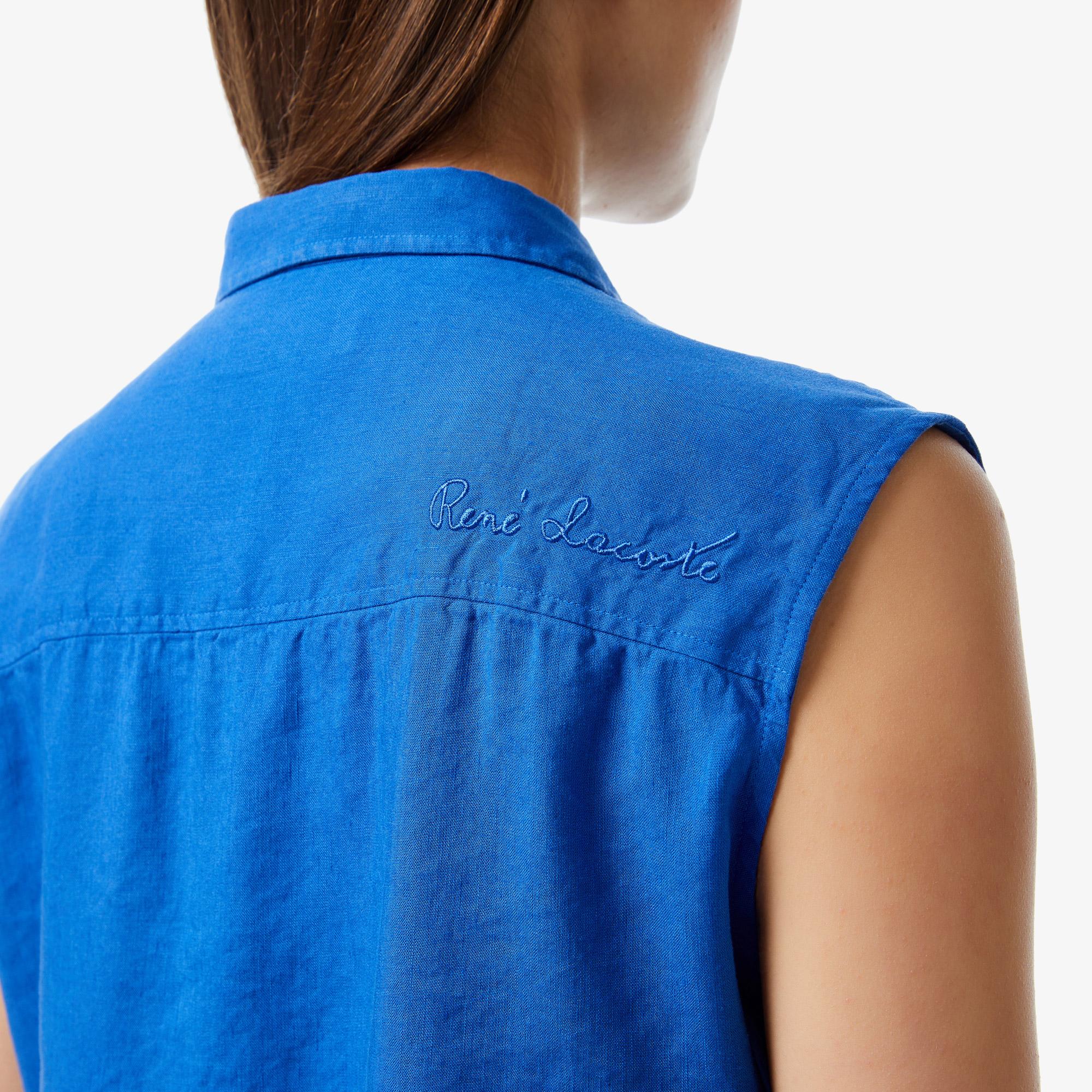 Kadın Kolsuz Lacivert Gömlek