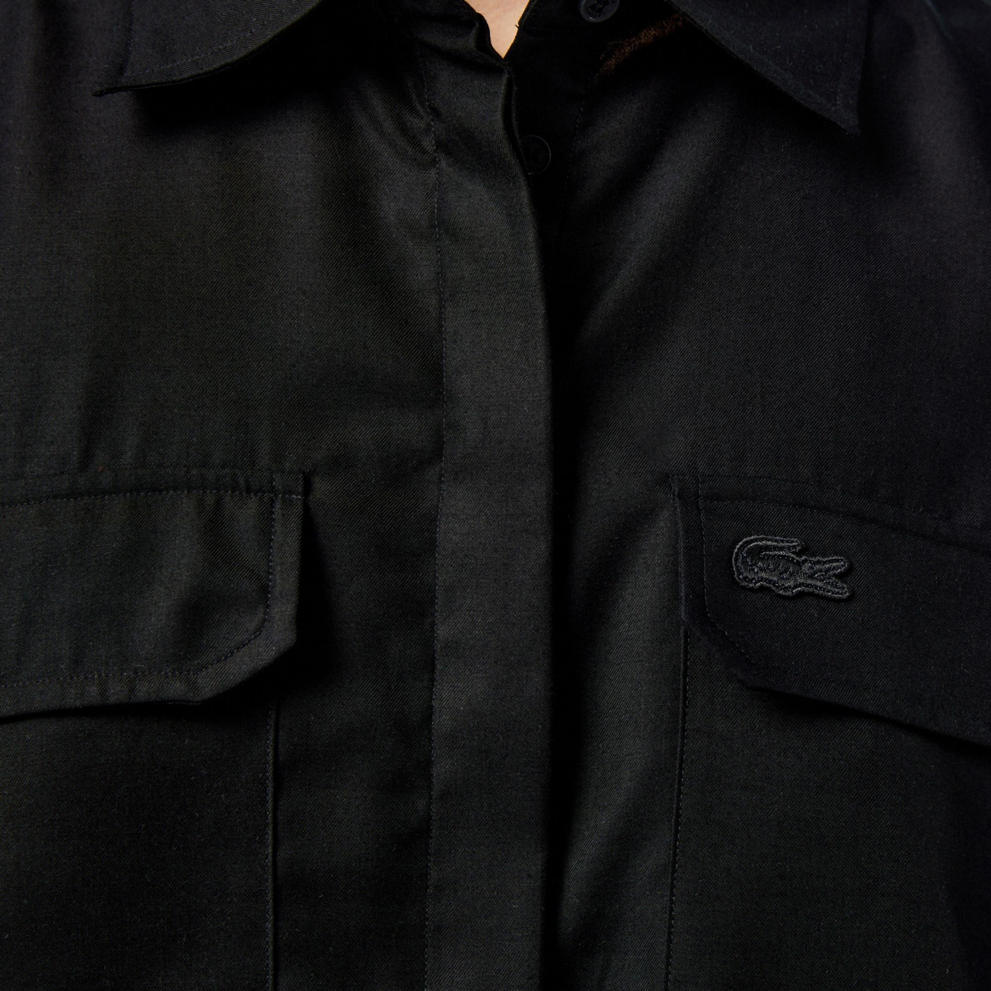 Kadın Relaxed Fit Kısa Kollu Siyah Gömlek