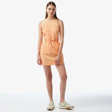  Kadın Straight Fit Kolsuz Turuncu Elbise