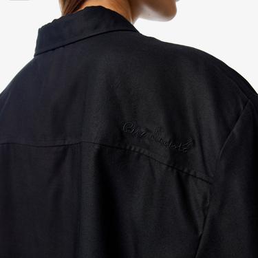  Kadın Relaxed Fit Kısa Kollu Siyah Gömlek